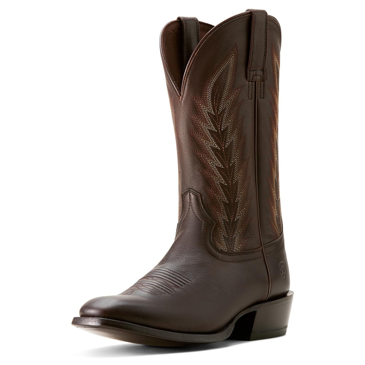 Front Angled View of Ariat Men's Willie Western Boot in Bittersweet Chocolate