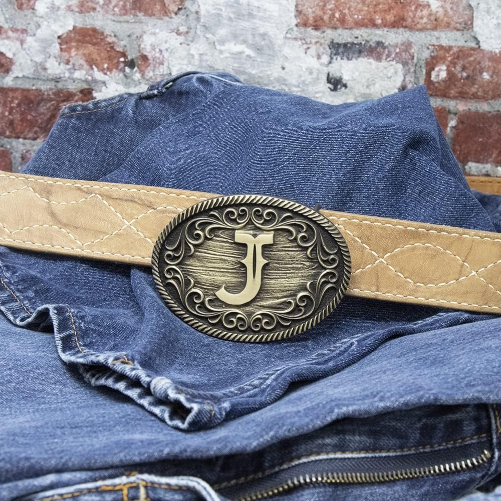 Montana Silversmiths Filigree Initial Attitude Belt Buckle - J