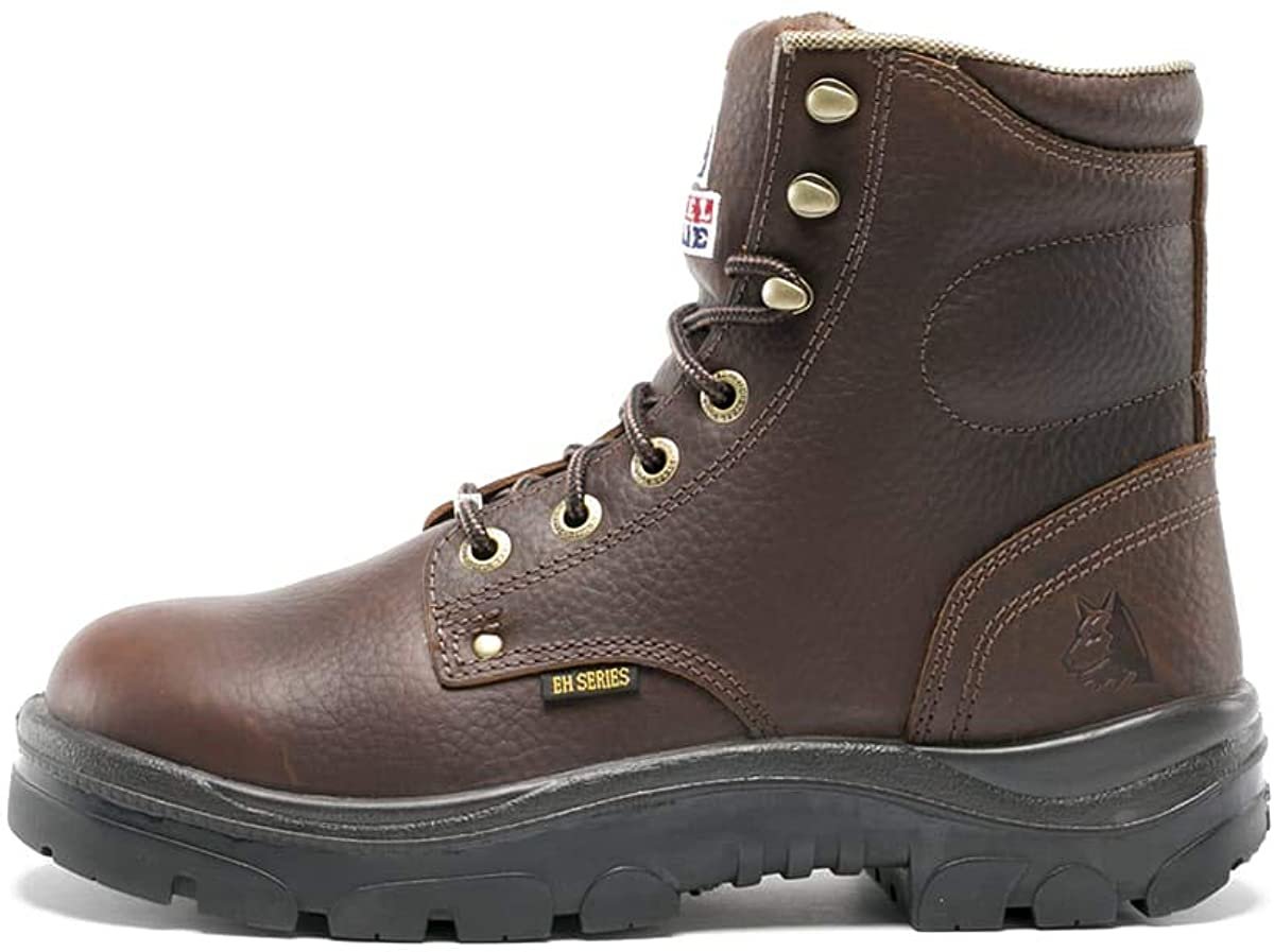 Side of Steel Blue Argyle: Soft Toe Safety Boot in Oak