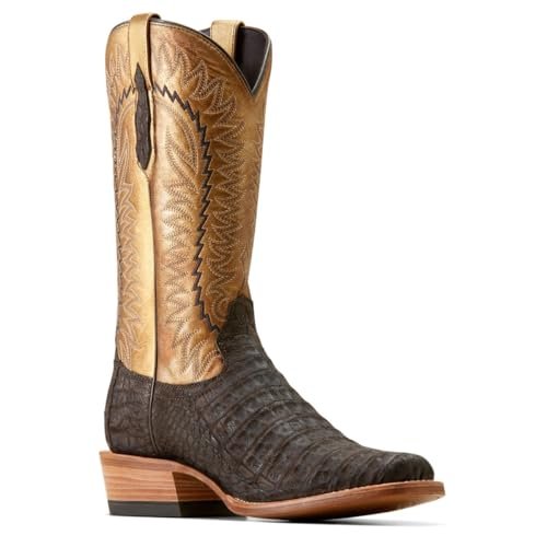 Ariat Brushed Chocolate Caiman Belly Washed Gold Futurity Finalist Men's Cowboy Boot