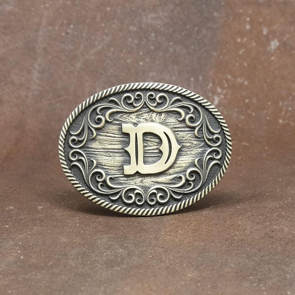 Montana Silversmiths Filigree Initial Attitude Belt Buckle - D