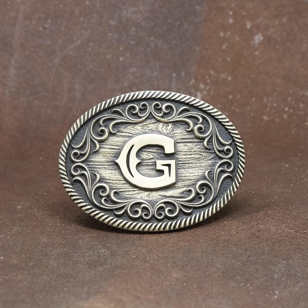 Montana Silversmiths Filigree Initial Attitude Belt Buckle - G