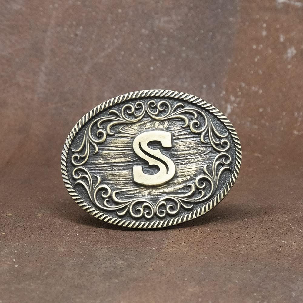 Montana Silversmiths Filigree Initial Attitude Belt Buckle - S
