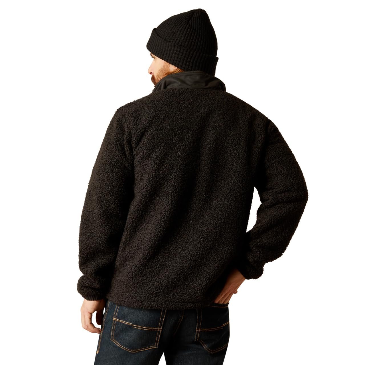 Back of Ariat Men's Odessa Sherpa Jacket in Black