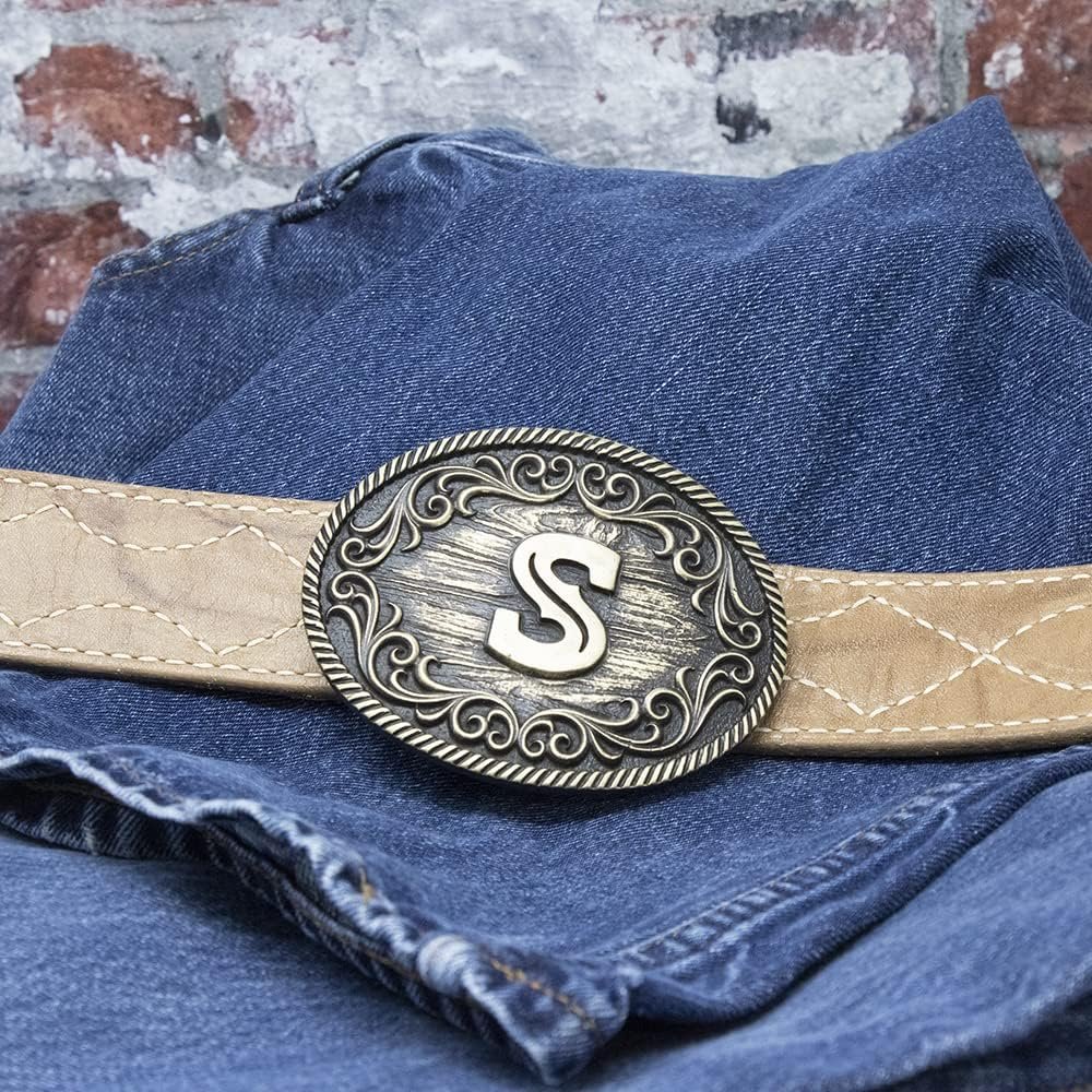 Montana Silversmiths Filigree Initial Attitude Belt Buckle - S