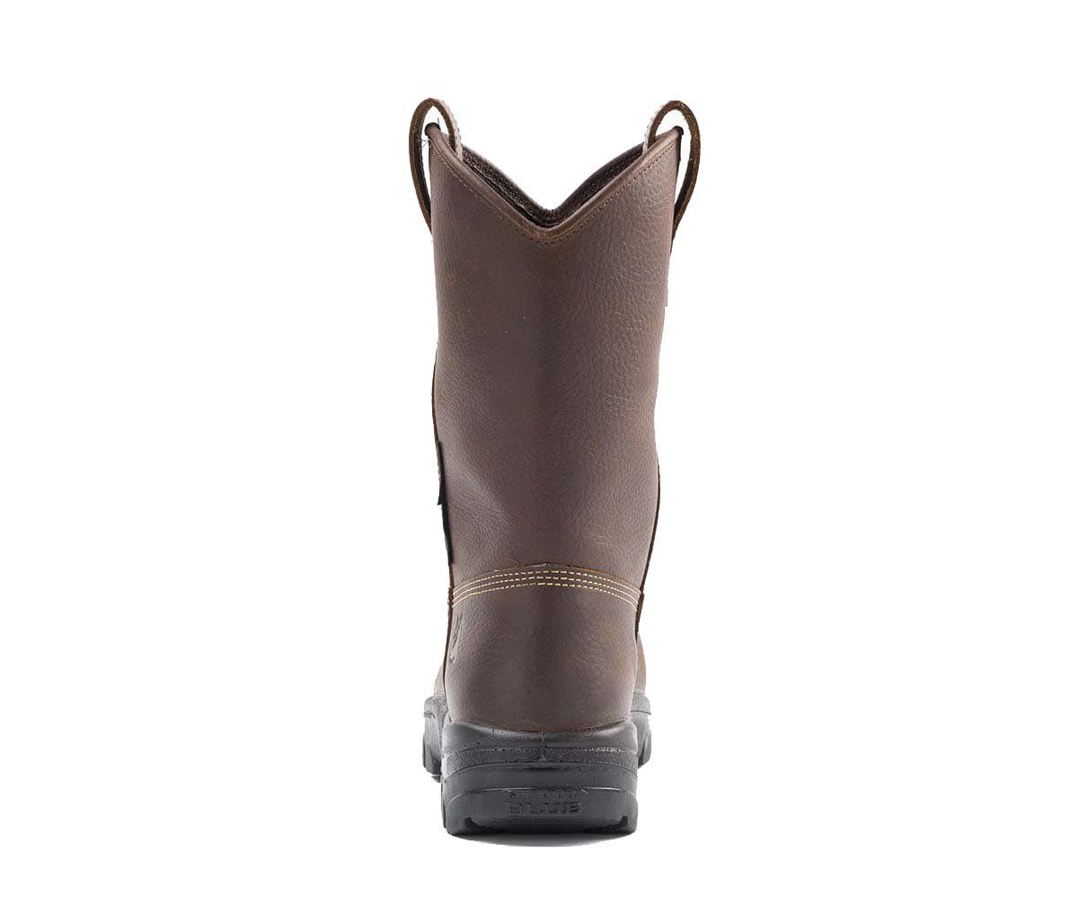 Back of Steel Blue Heeler Met Bump Cap Safety Boot in Oak