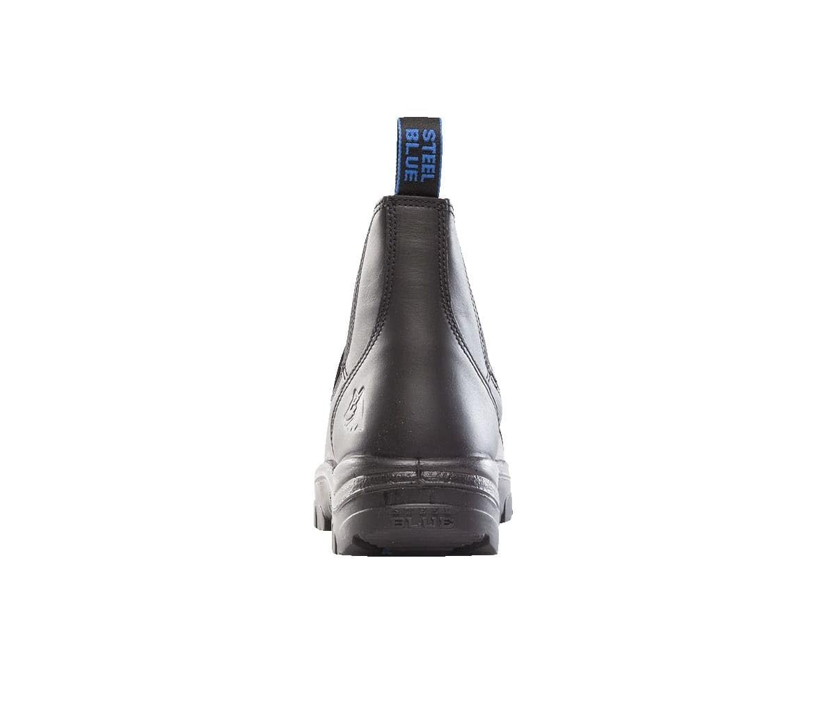 Back of Steel Blue Hobart: Scuff Cap Work Boot in Black