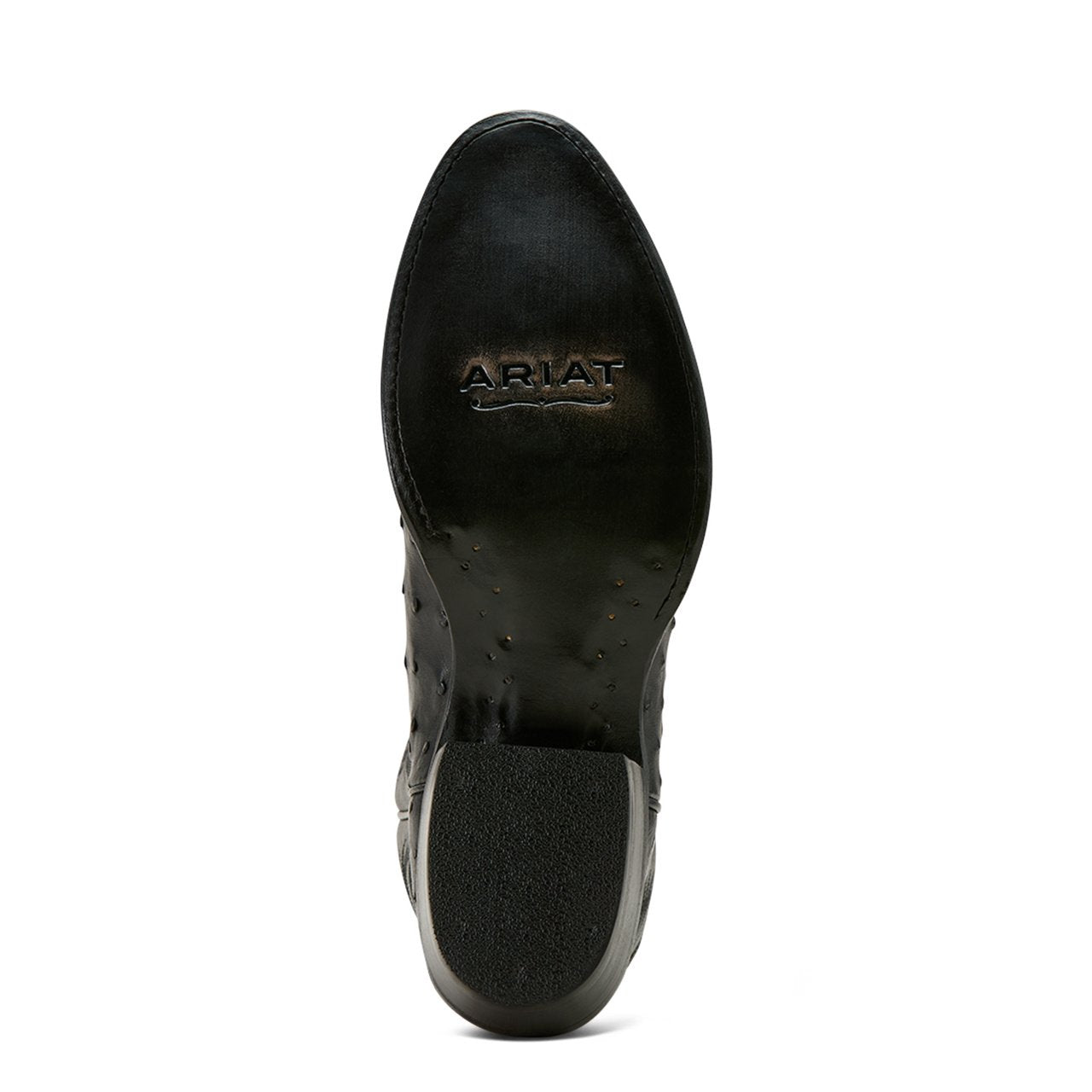 Sole of Ariat Men's Vesper R Toe Cowboy Boot, Black Full Quill Ostrich