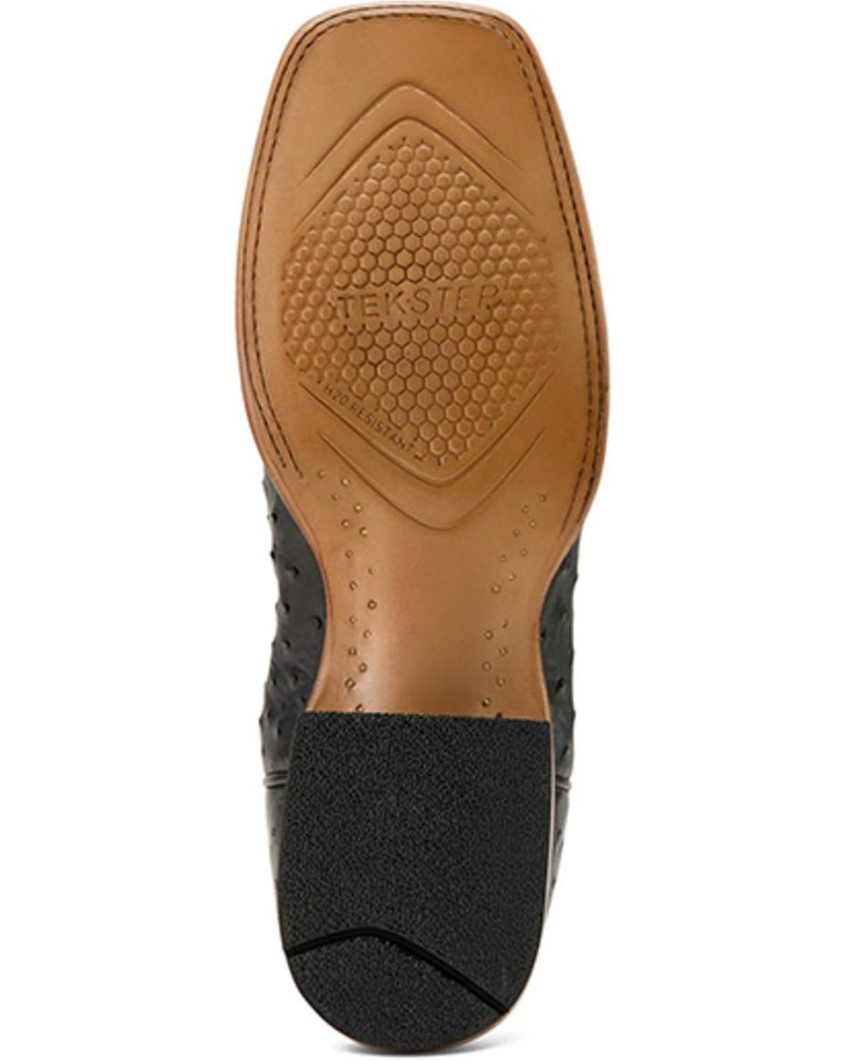 Sole of Ariat Men's Drifter Wide Square Toe Cowboy Boot, Black Full Quill Ostrich