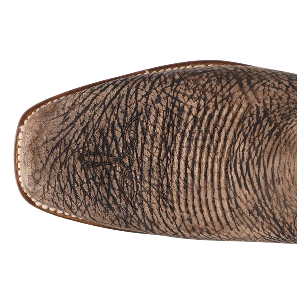 Close-up of the toe area, emphasizing the rugged grain of the bison leather and the sturdy, double-stitched welt.