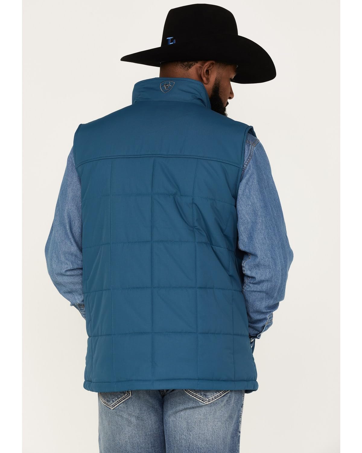 Back of Ariat Men's Crius Insulated Vest in Majolica Blue