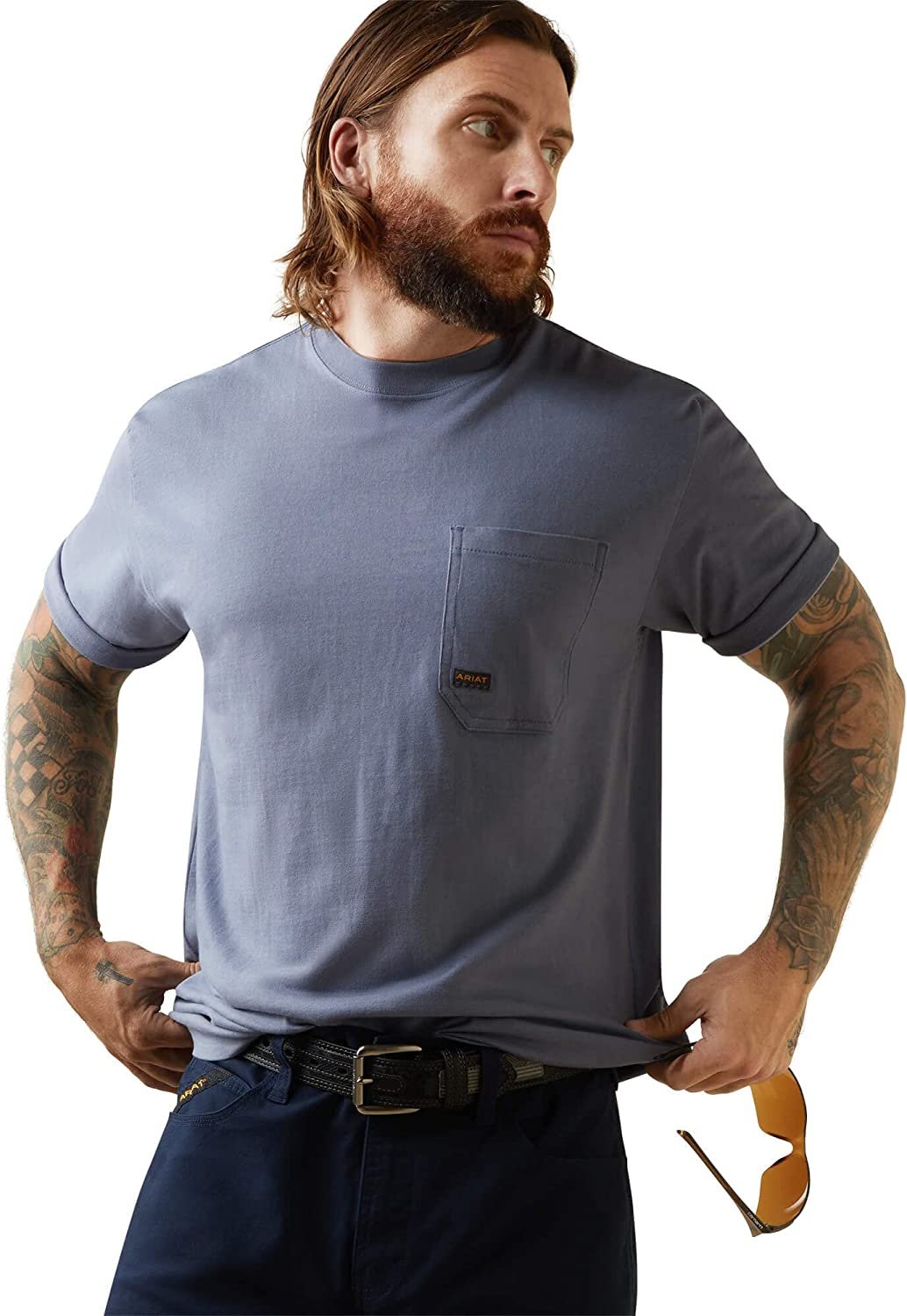 Ariat Men's Rebar Cotton Strong Anvil Force T-Shirt in Stonewash