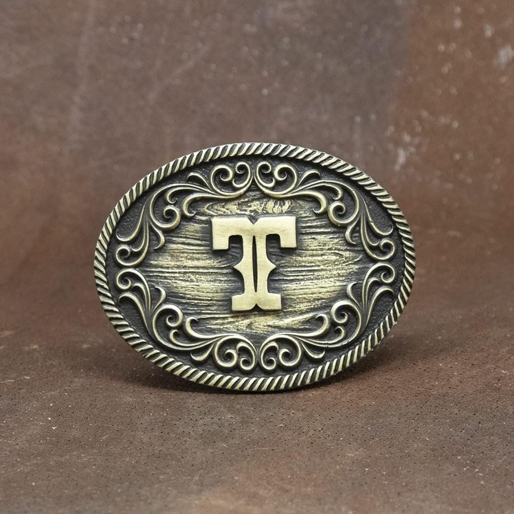 Montana Silversmiths Filigree Initial Attitude Belt Buckle - T