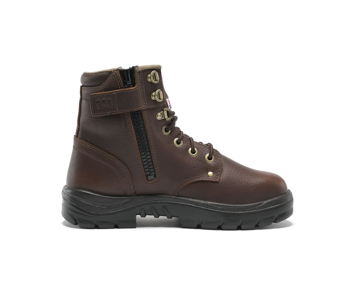 Side of Steel Blue Argyle Zip Work Boot