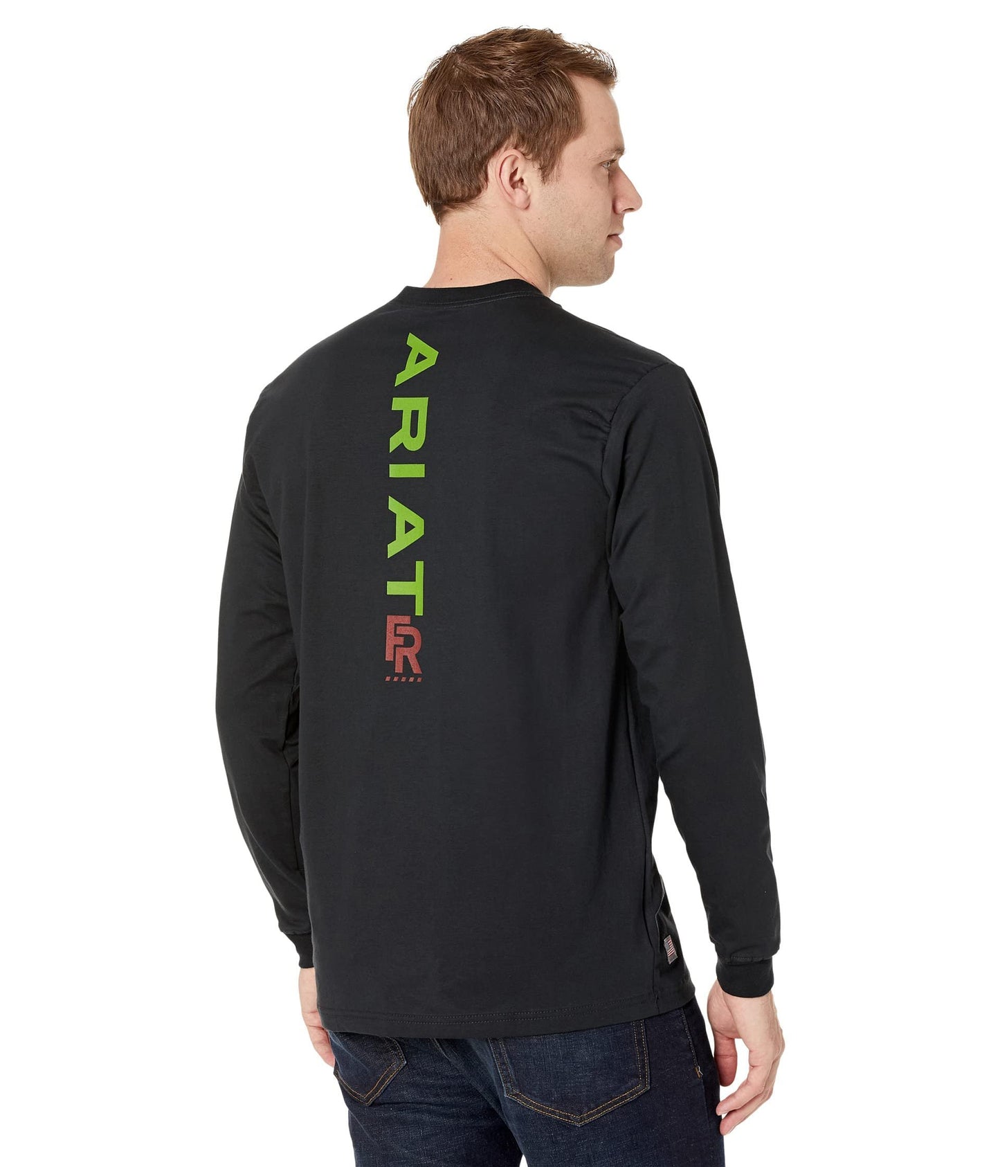Side Back View of Ariat Men's FR Stretch Logo T-Shirt