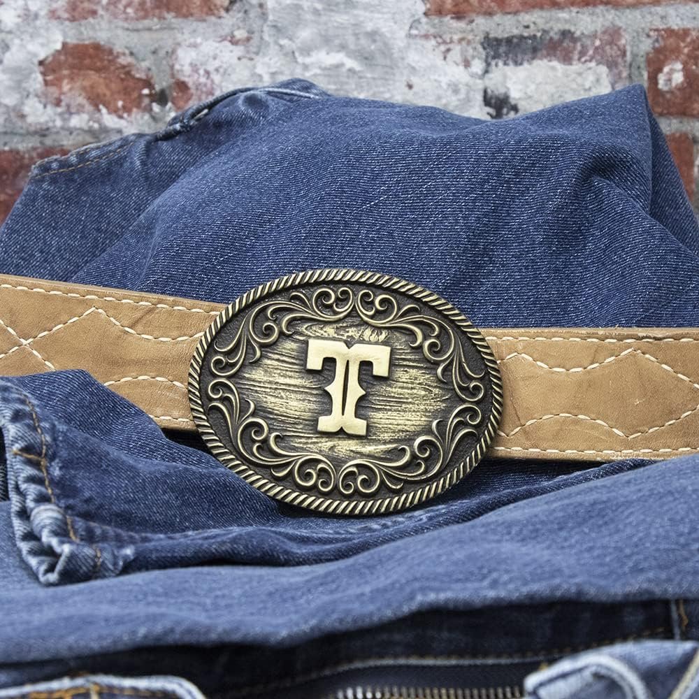 Montana Silversmiths Filigree Initial Attitude Belt Buckle - T