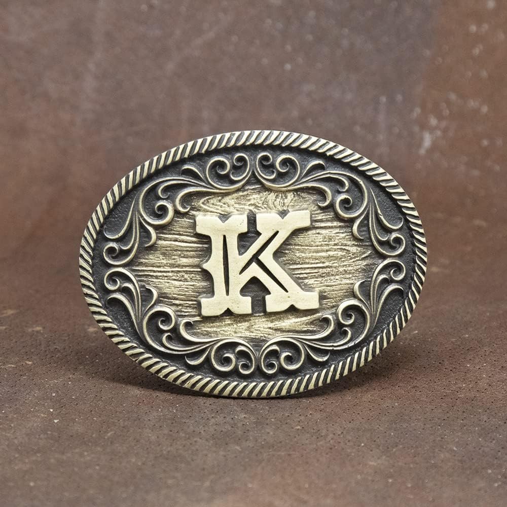Montana Silversmiths Filigree Initial Attitude Belt Buckle - K