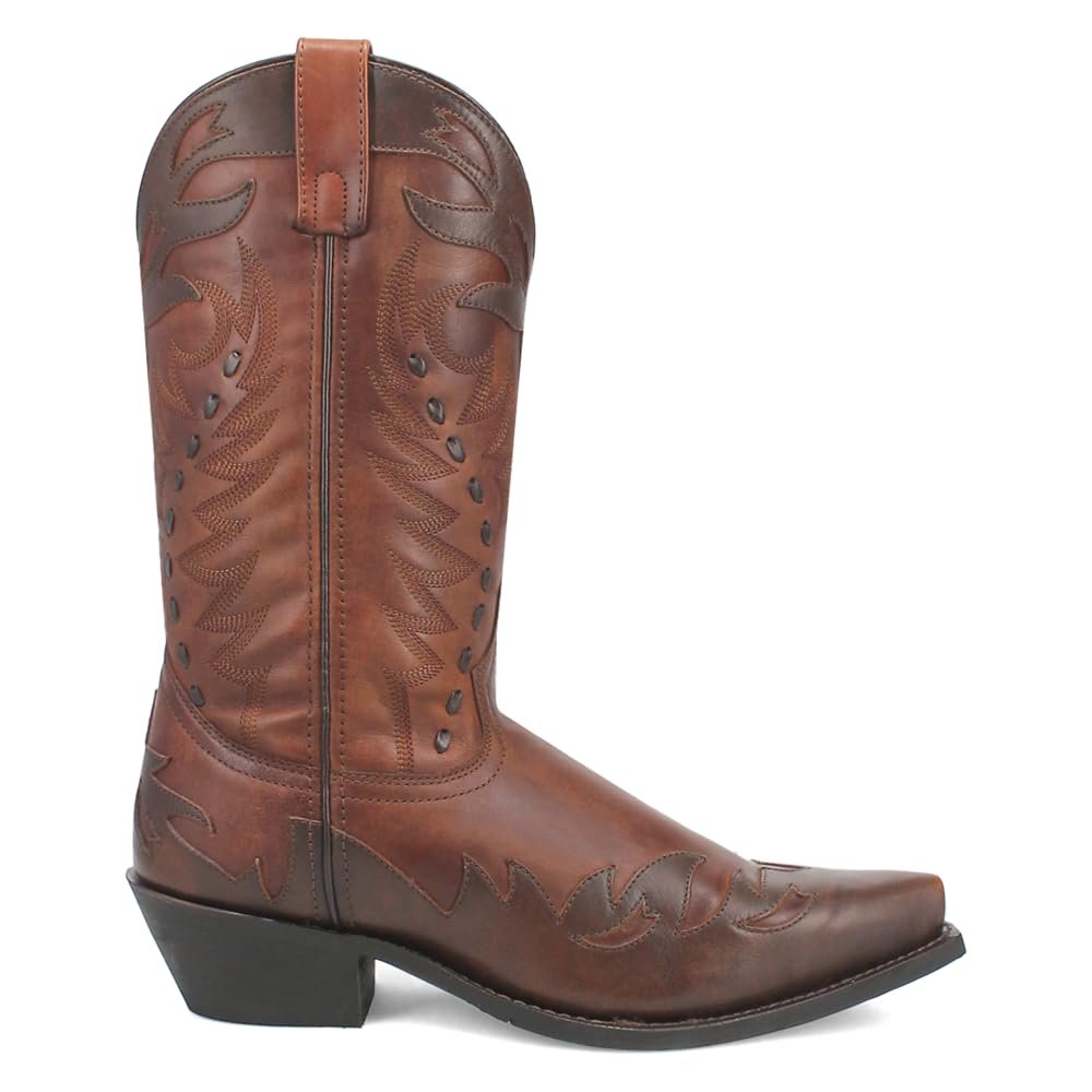 Laredo Men's Gentry Tooled Inlay Embroidered Snip Toe Western Boots