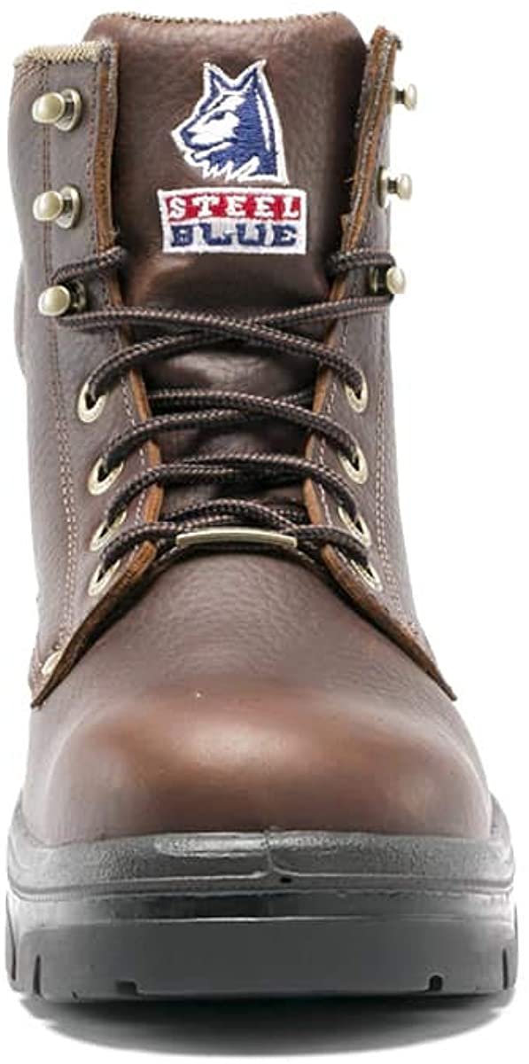 Front of Steel Blue Argyle: Soft Toe Safety Boot in Oak