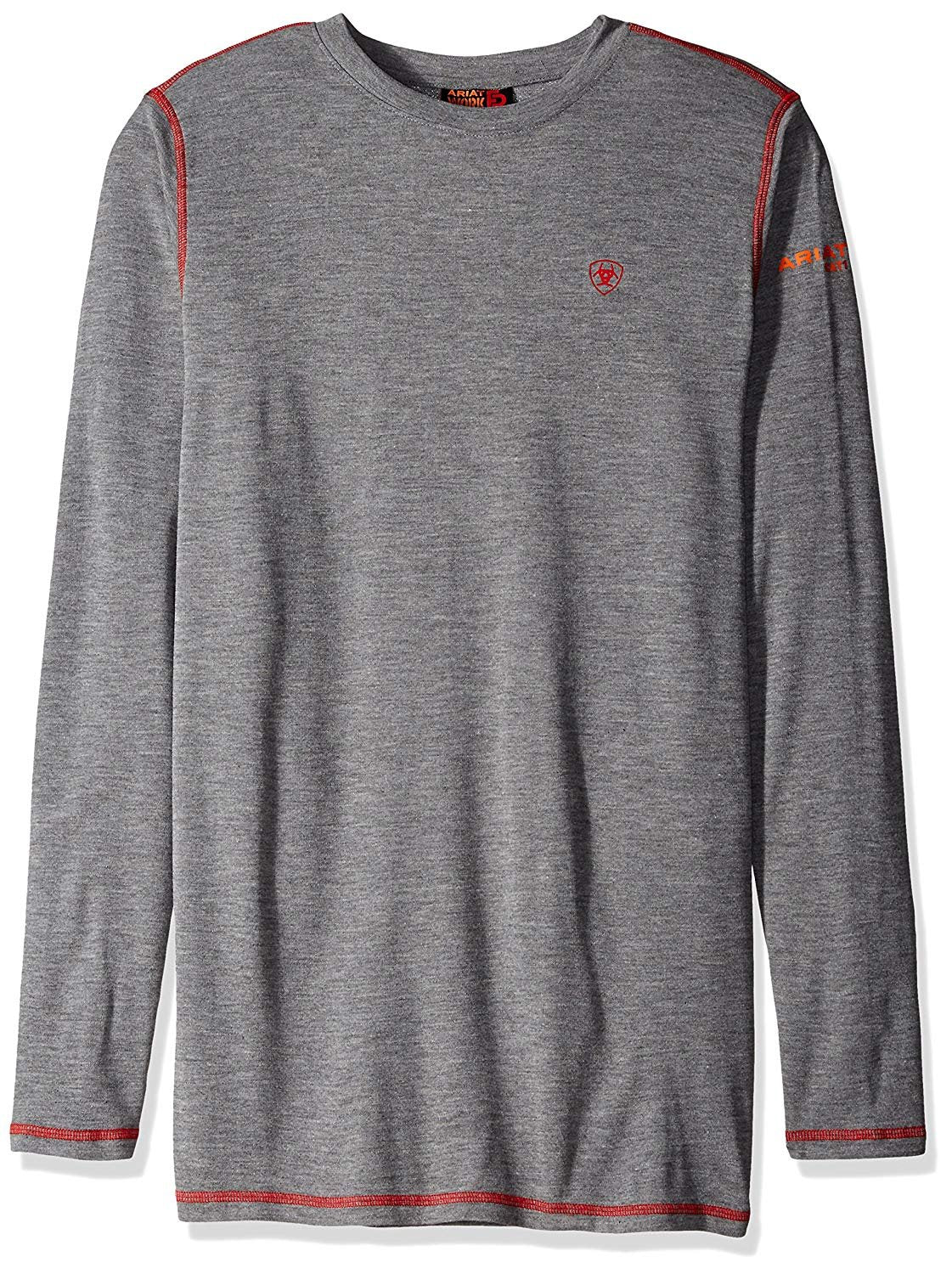 Front of Ariat Men's FR Polartec Base Layer in Gray