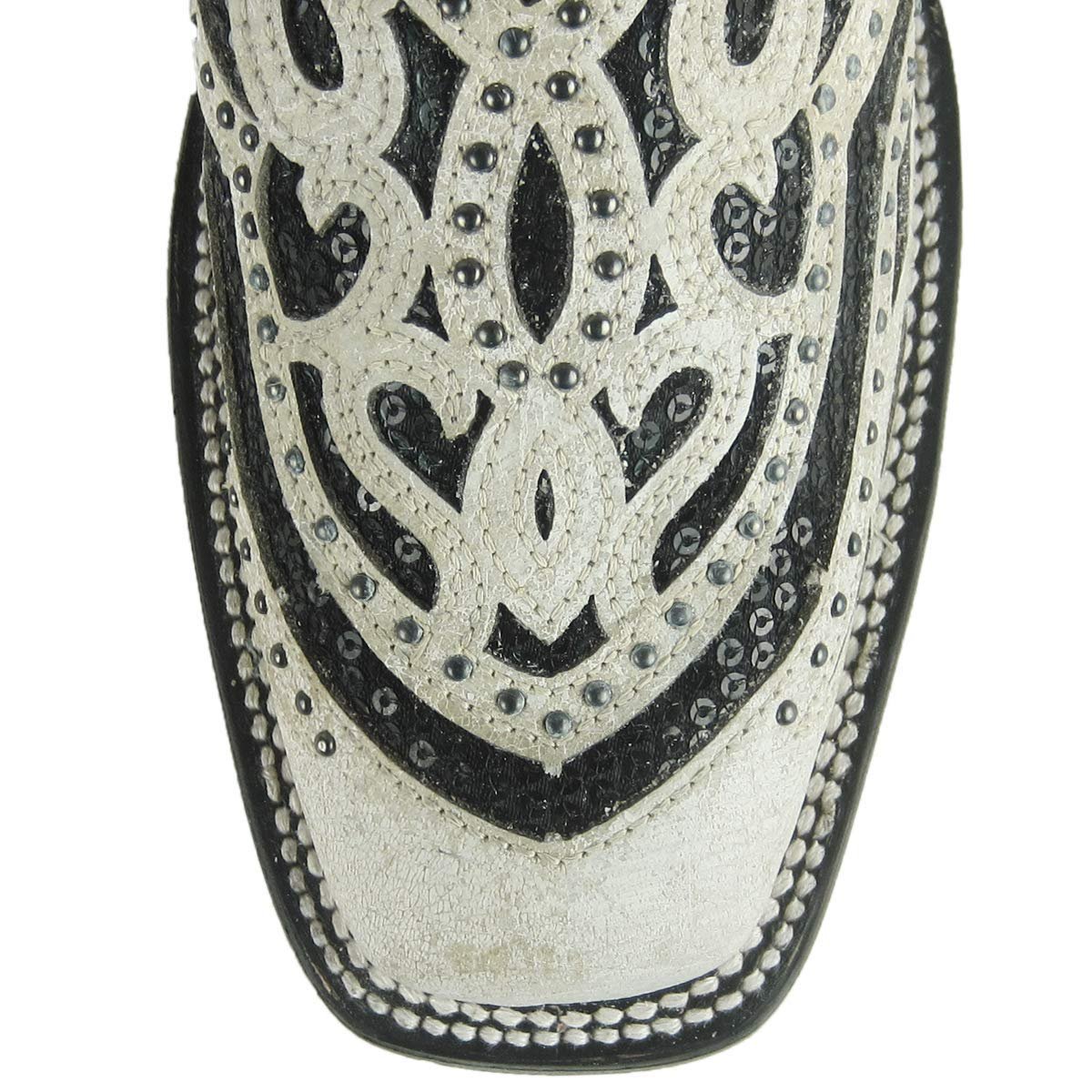 Close-up of Corral Boots Women's Studded Sequin Inlay Western Boot Toe Box