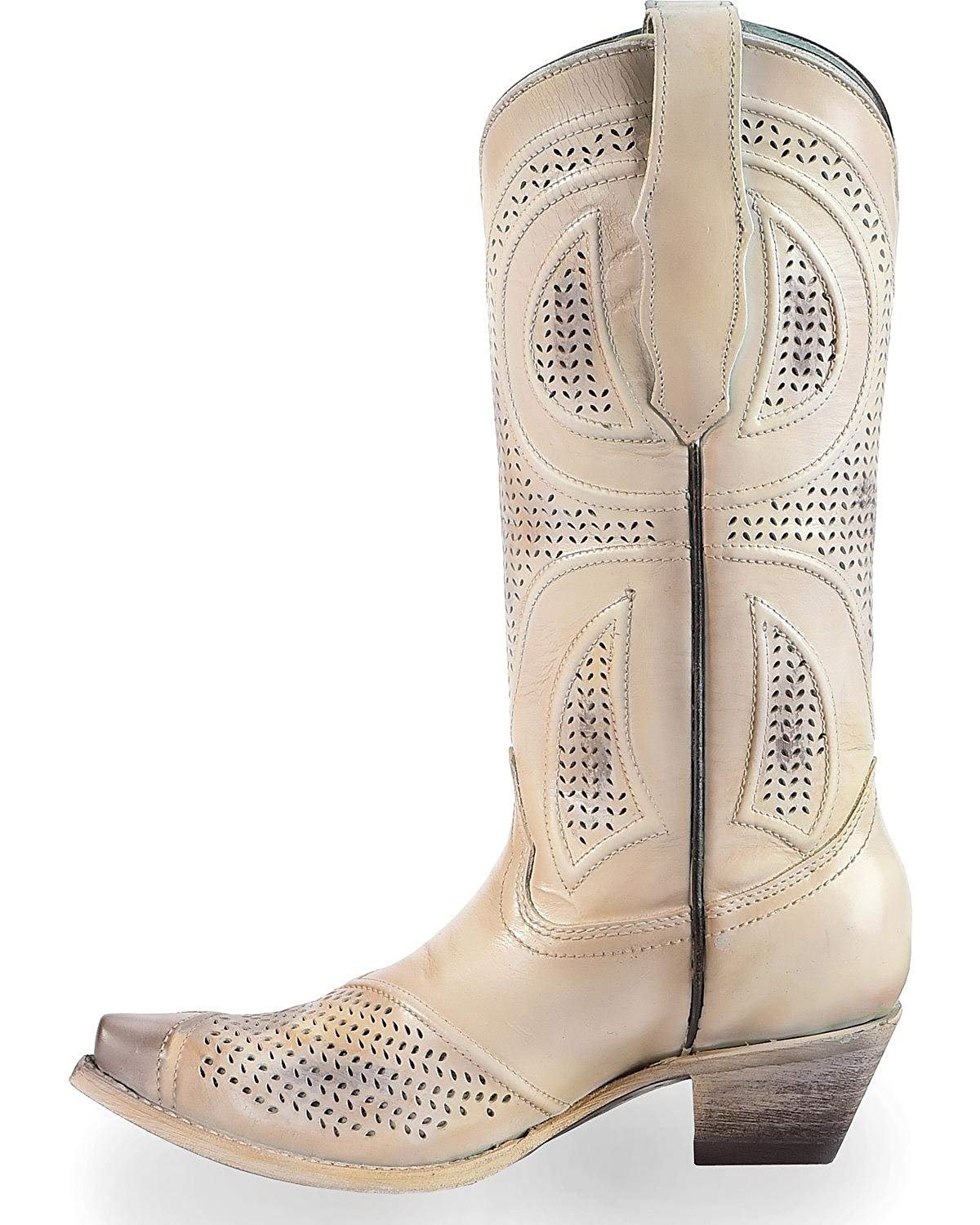 Alternate Side Profile of Corral Boots Women's Laser Cut Snip Toe Wedding Boot