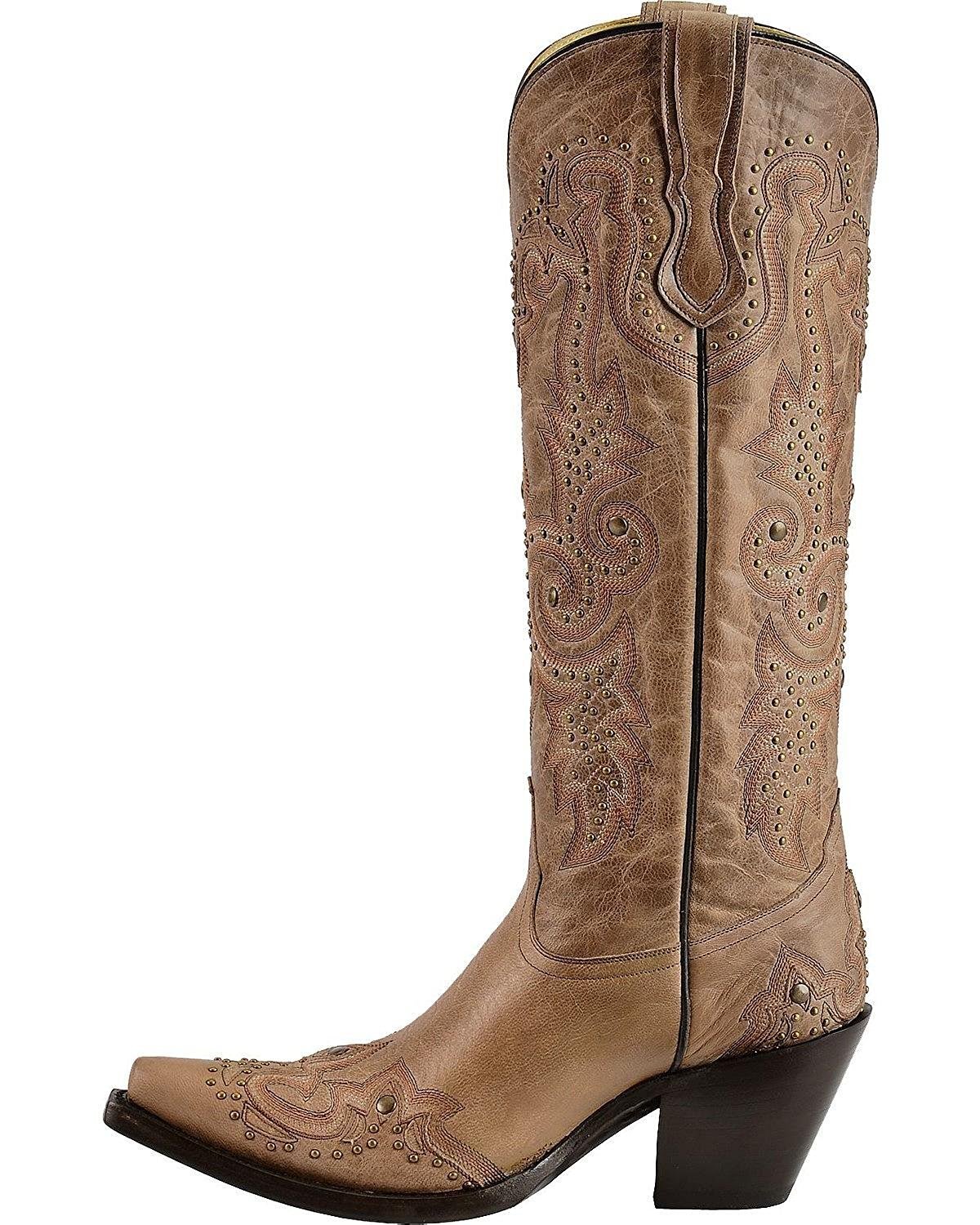 Alternate Side Profile of Corral Boots Women's Bone Studded Snip Toe Western Boot