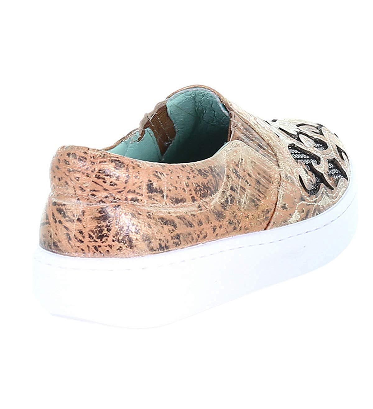 Side Back View of Corral Boots Women's Floral Embroidered Glitter Inlay Sneaker