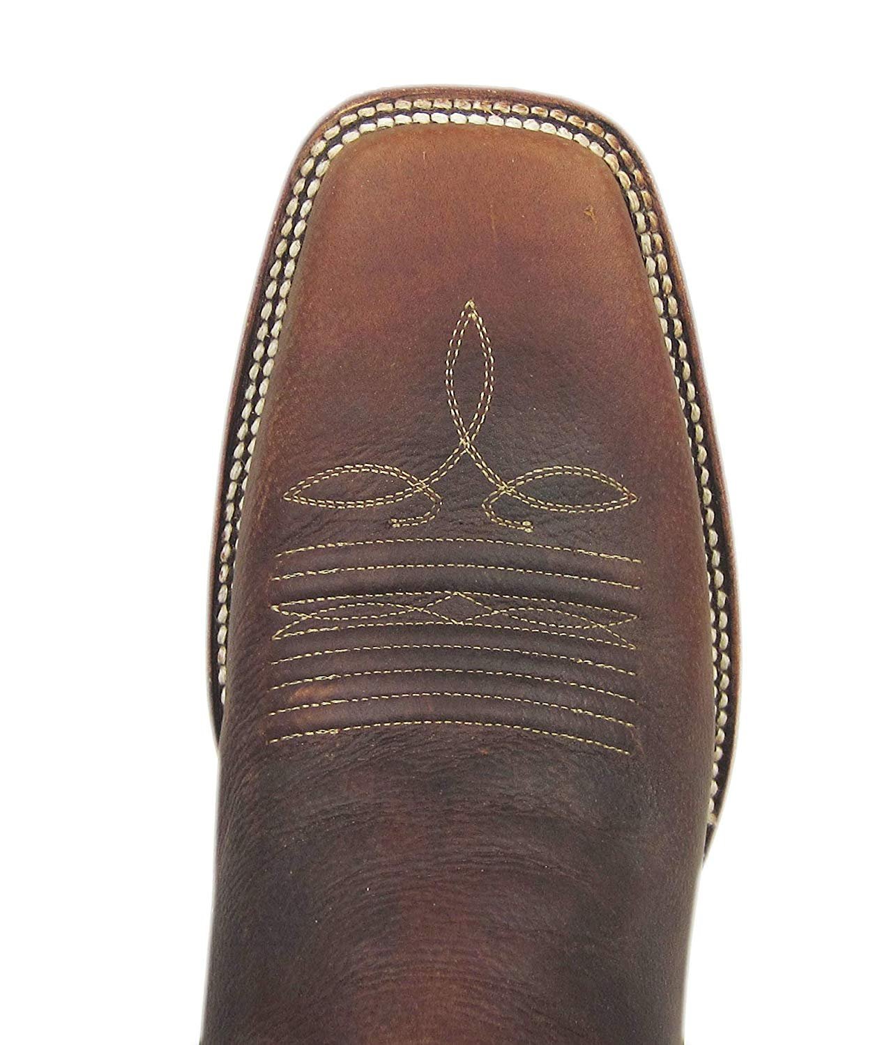 Close-up of Toe Box of Corral Boots Men's Chocolate Embroidery Square Toe Cowboy Boot