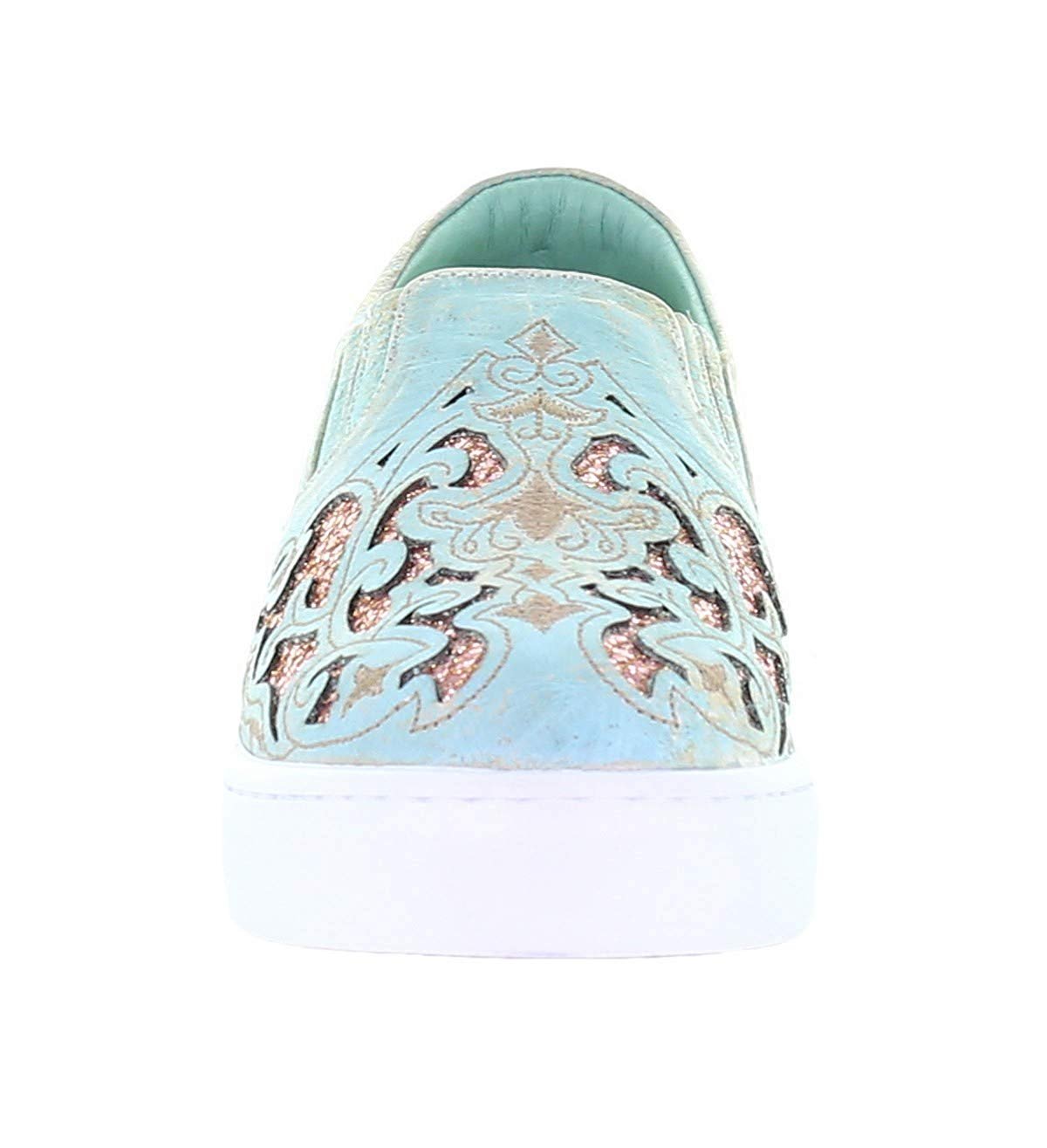 Front View of Corral Boots Women's Floral Embroidered Glitter Inlay Sneaker