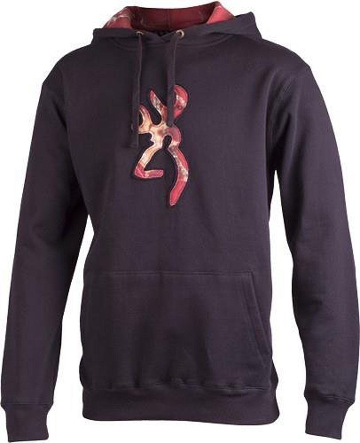 Browning Men's Buckmark Mossy Oak Black/Red Camo Hoodie Sweatshirt B