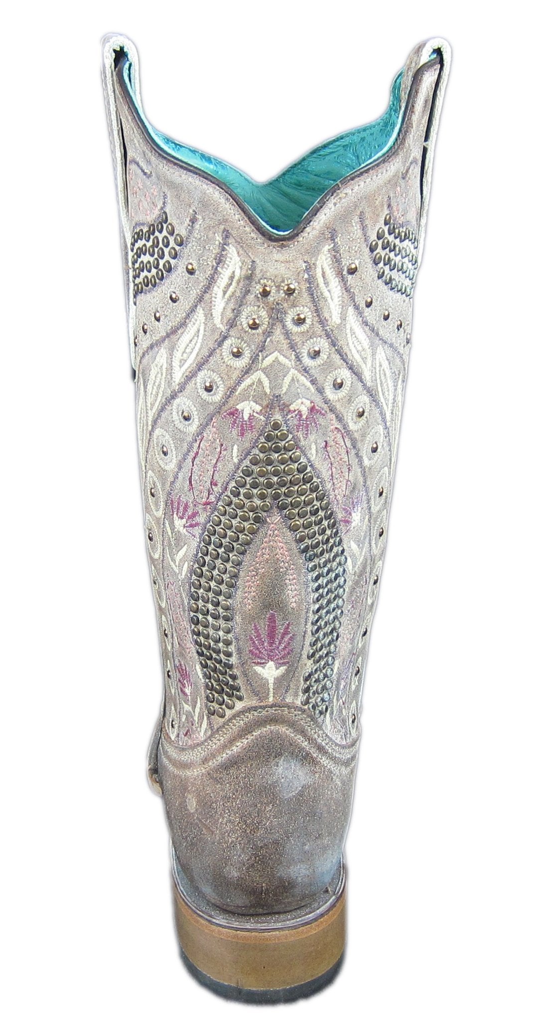 Back of Corral Boots Women's Floral Embroidered Studded Western Boot