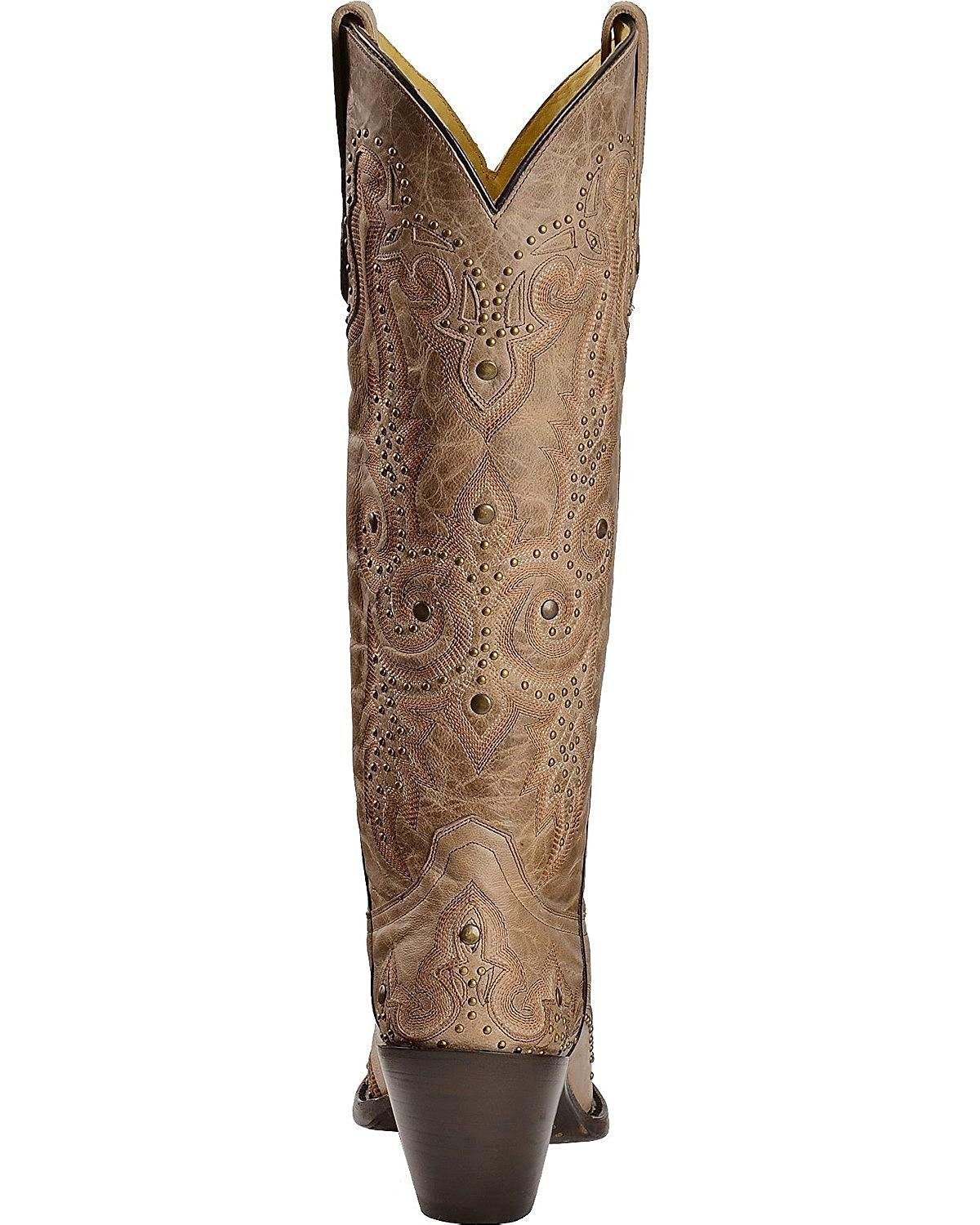 Back View of Corral Boots Women's Bone Studded Snip Toe Western Boot