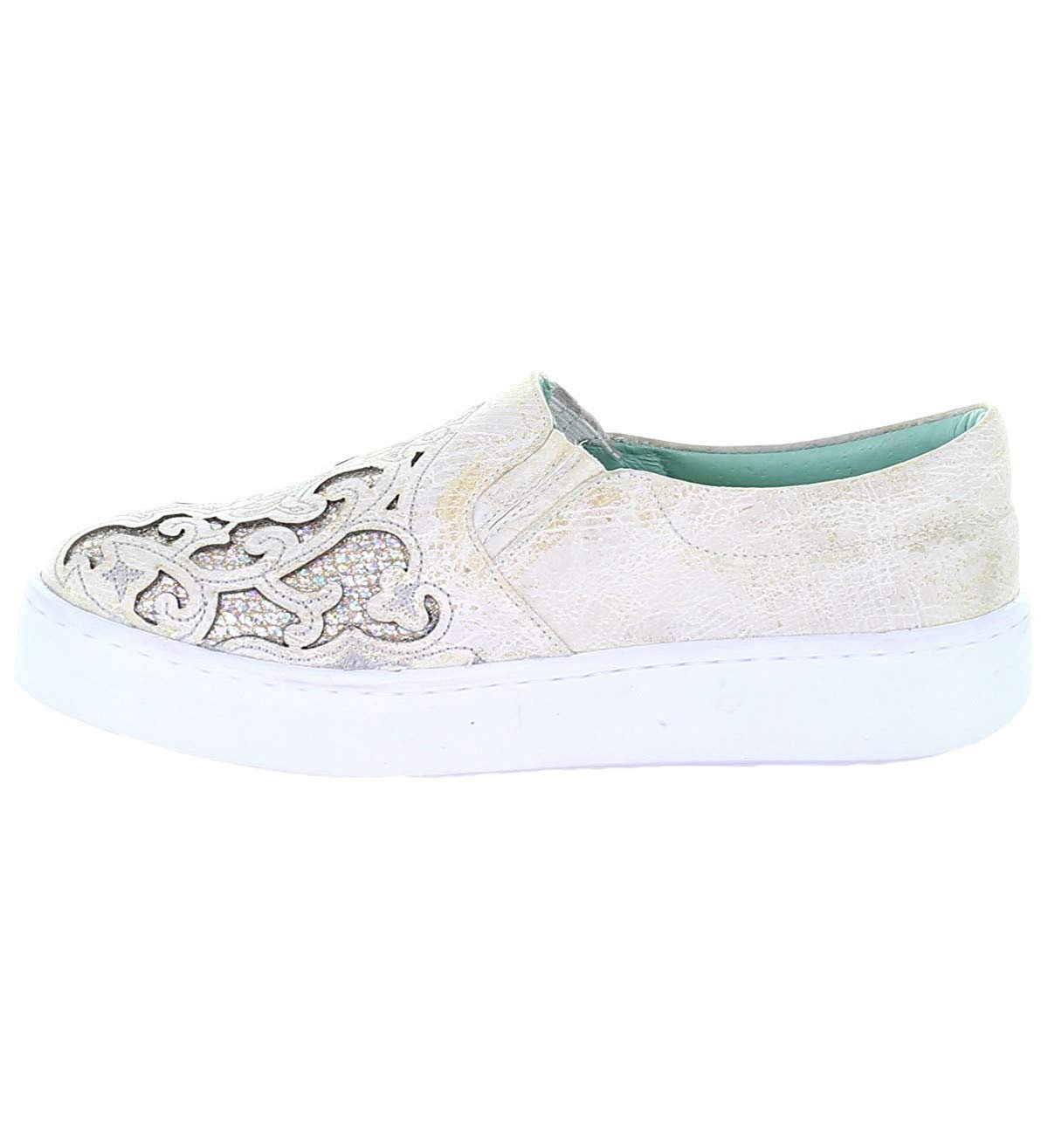 Side Profile of Corral Boots Women's Floral Embroidered Glitter Inlay Sneaker