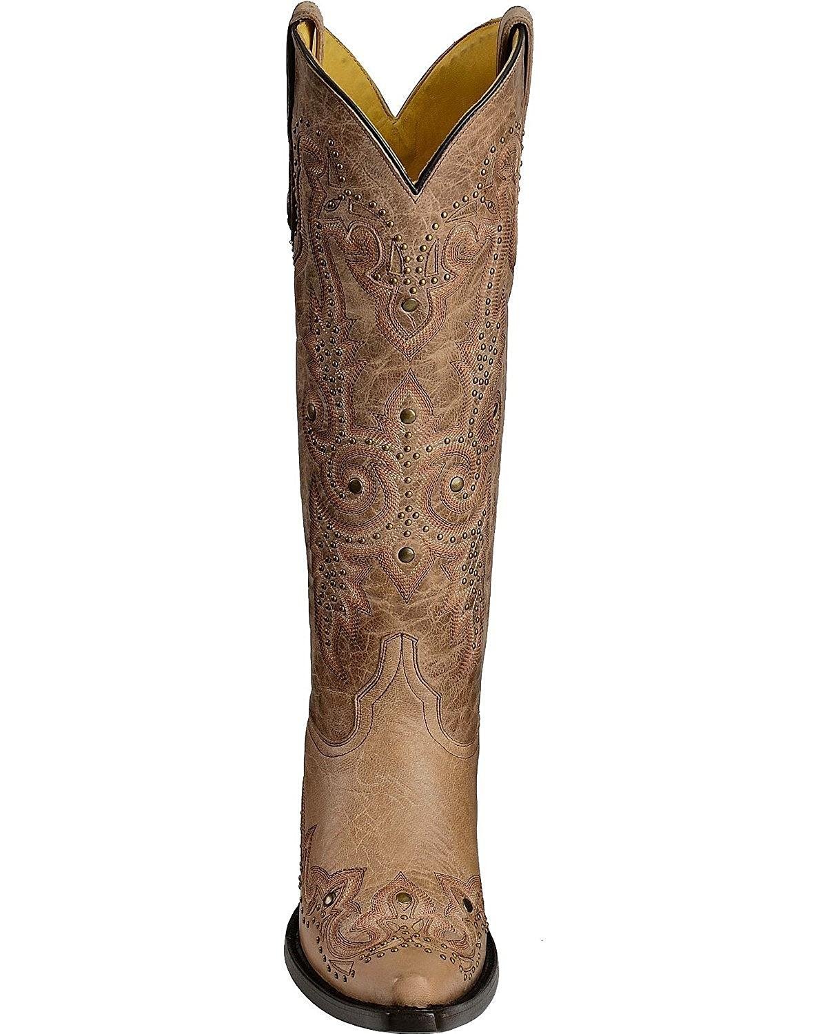 Front View of Corral Boots Women's Bone Studded Snip Toe Western Boot