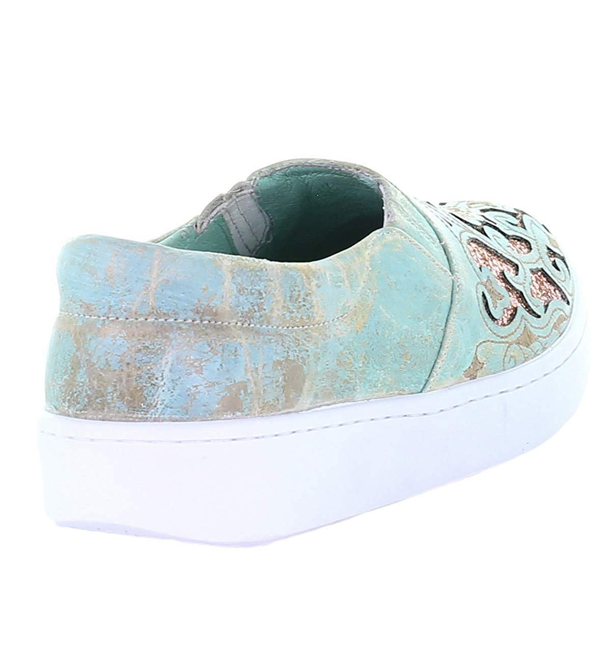 Back Angled View of Corral Boots Women's Floral Embroidered Glitter Inlay Sneaker