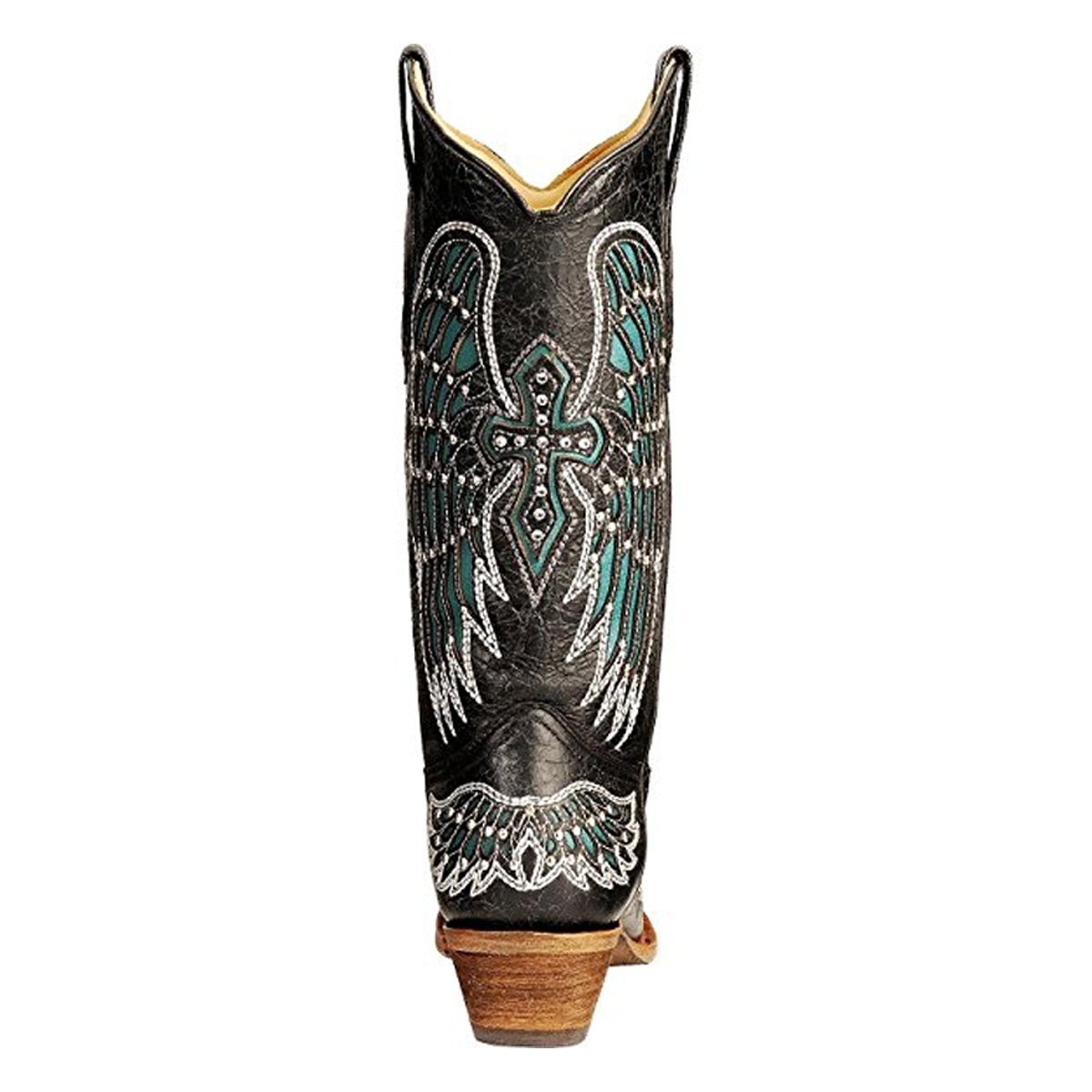 Back View of Corral Boots Women's Wings and Cross Snip Toe Western Boot