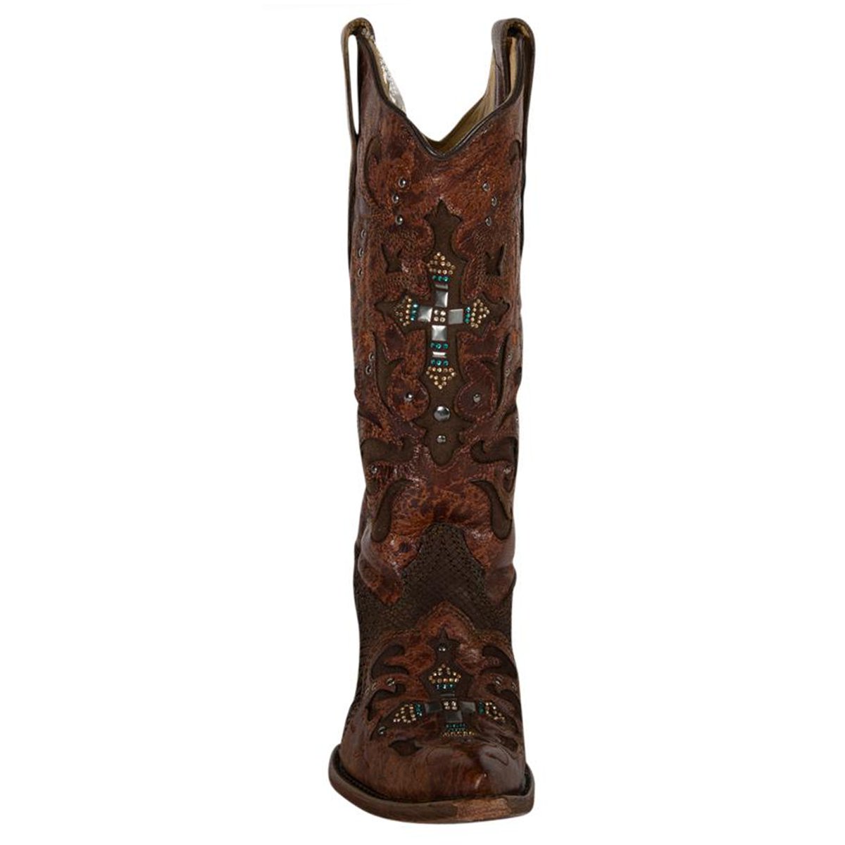 Front View of Corral Boots Women's Python Underlay Pointed Toe Western Boot