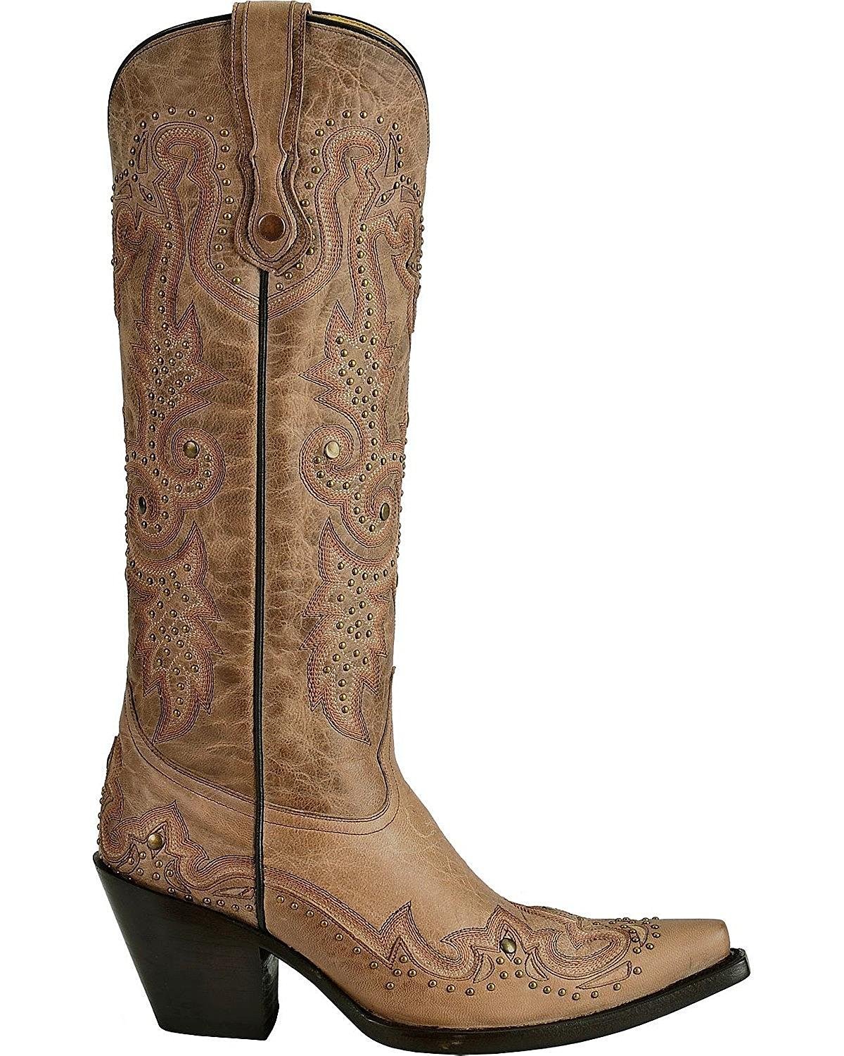 Side Profile of Corral Boots Women's Bone Studded Snip Toe Western Boot