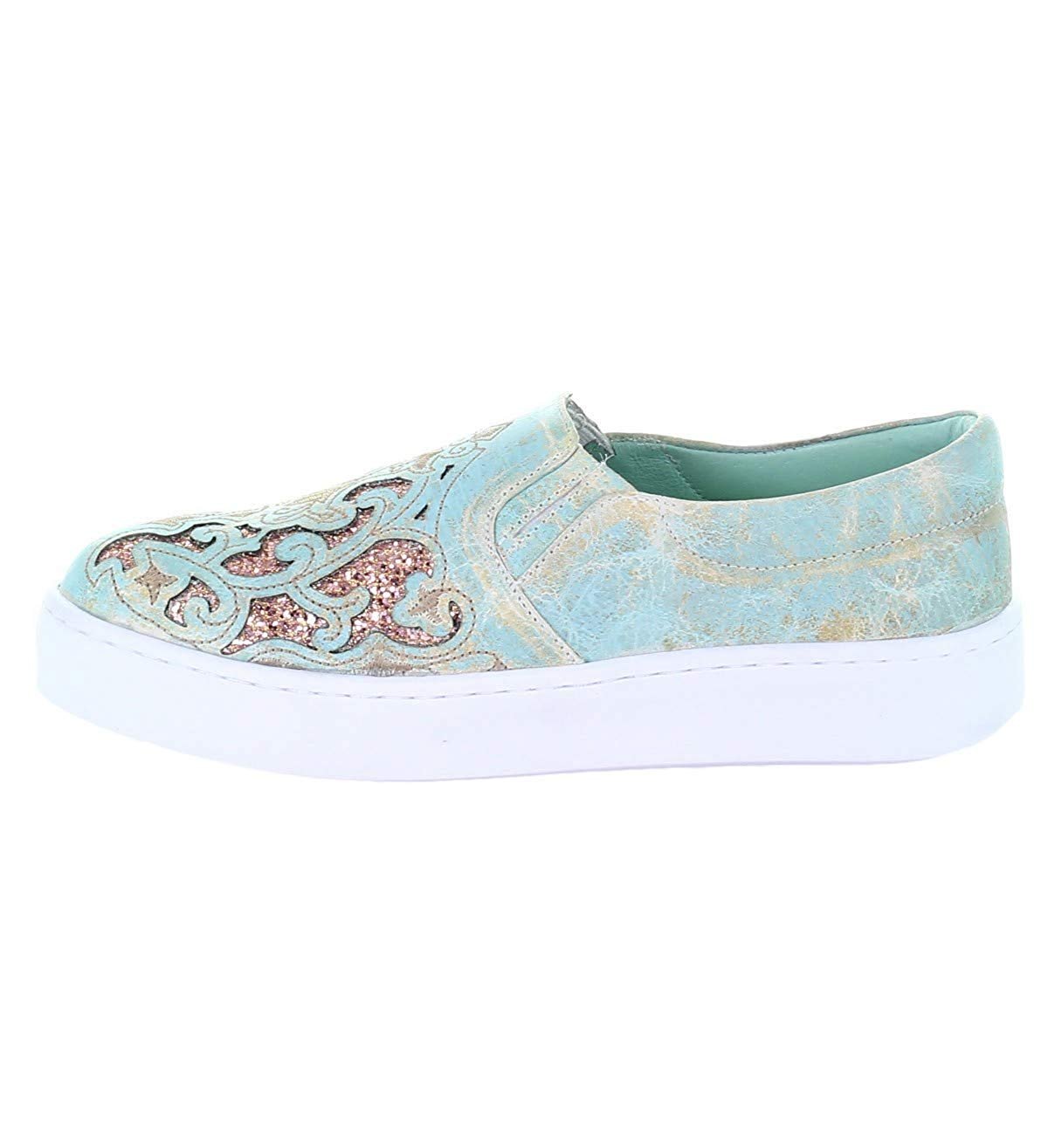 Side Profile of Corral Boots Women's Floral Embroidered Glitter Inlay Sneaker
