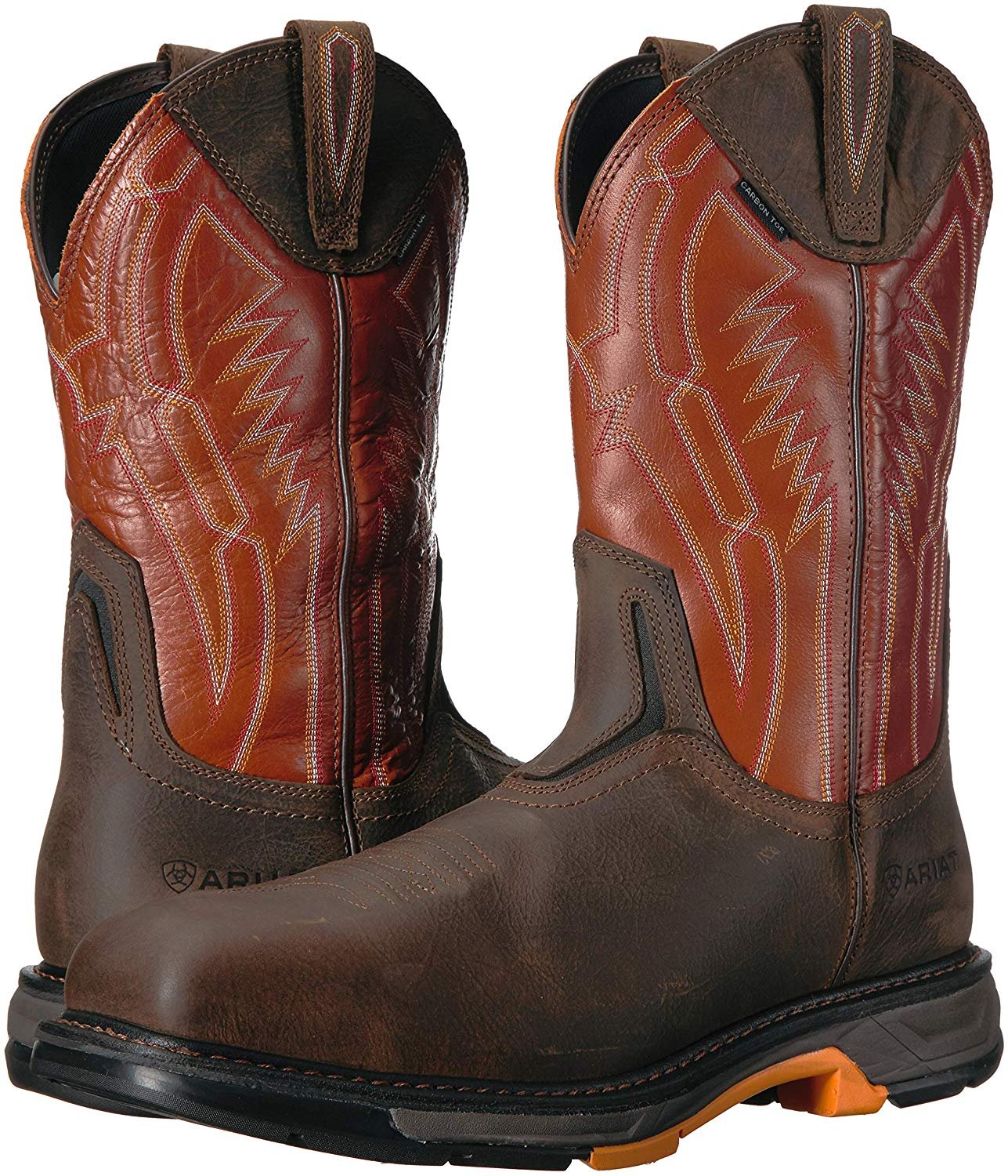 Pair of Ariat Men's WorkHog XT Dare Carbon Toe Work Boots in Rye Brown