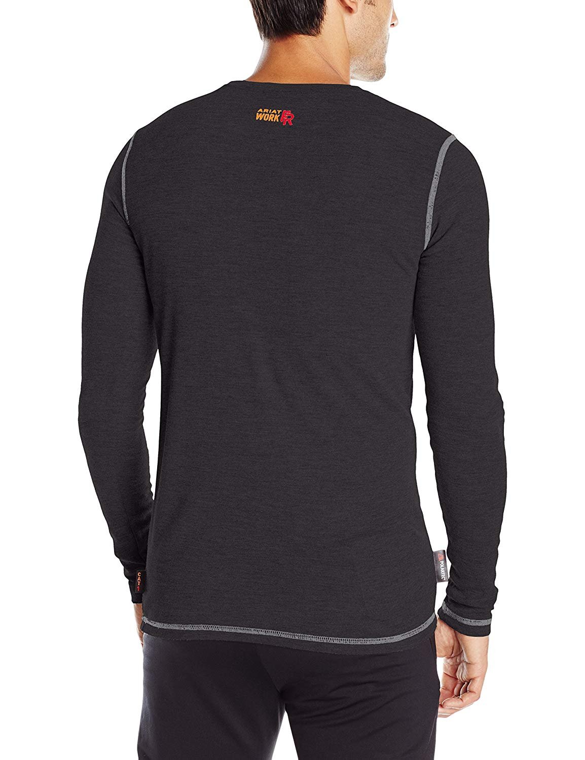 Back of Ariat Men's FR Polartec Base Layer in Black