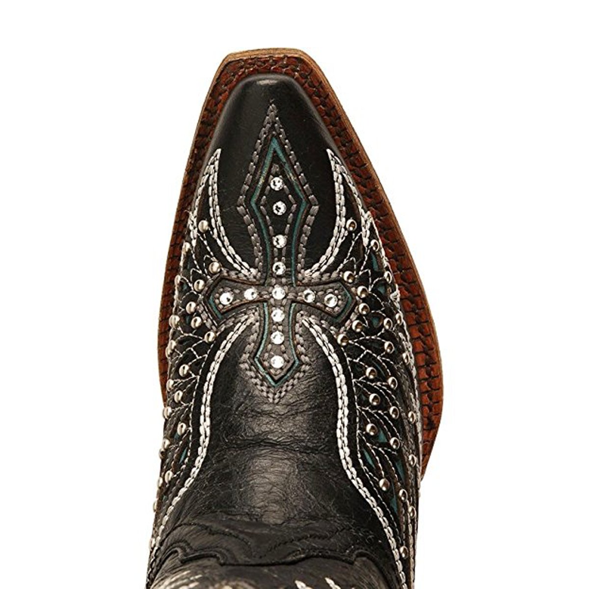 Close-up of Toe Box of Corral Boots Women's Wings and Cross Snip Toe Western Boot