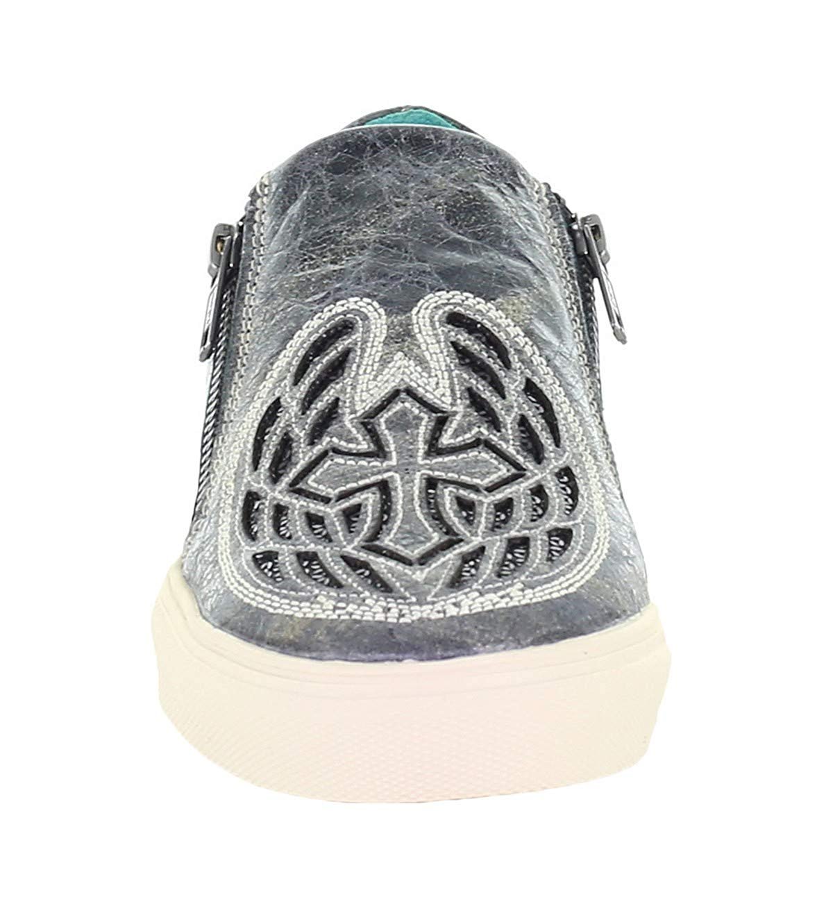 Front View of Corral Boots Women's Wings and Cross Gray Sneaker
