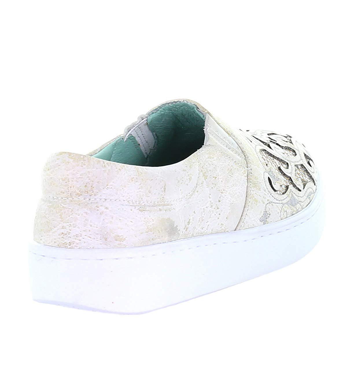 Back Angled View of Corral Boots Women's Floral Embroidered Glitter Inlay Sneaker