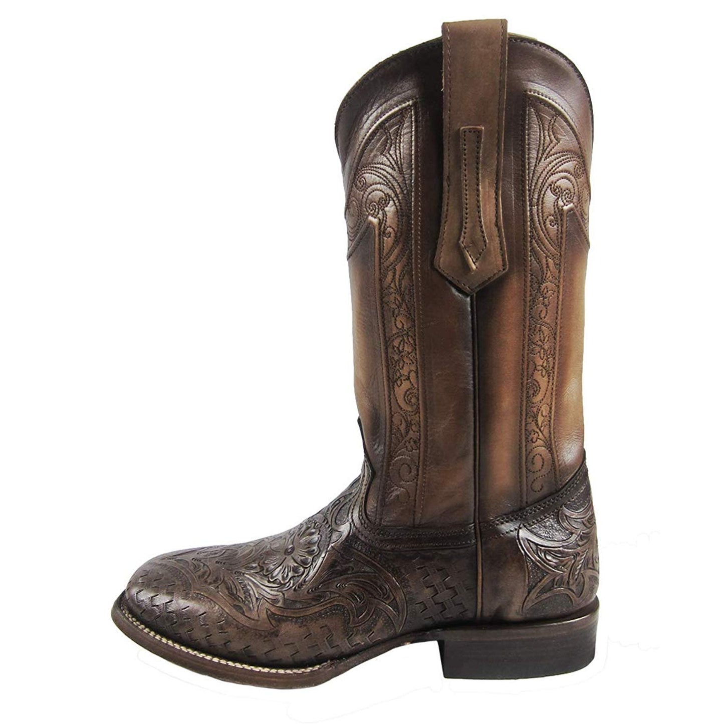 Side Profile of Corral Boots Men's Hand Tooled Square Toe Cowboy Boot