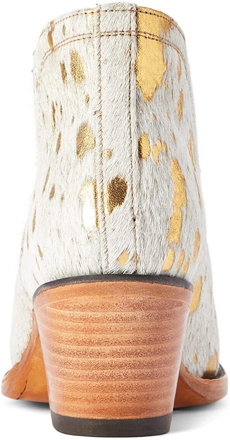 Back of Ariat Women's Dixon Haircalf Western Boot in White Metallic Hair On