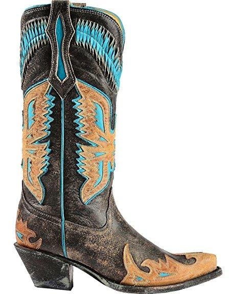 Alternate Side Profile of Corral Boots Women's Eagle Overlay Snip Toe Western Boot