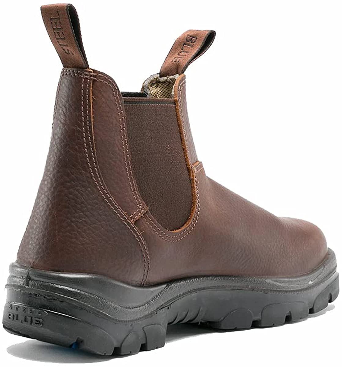 Angled Back View of Steel Blue Hobart - Romeo Work Boot in Oak
