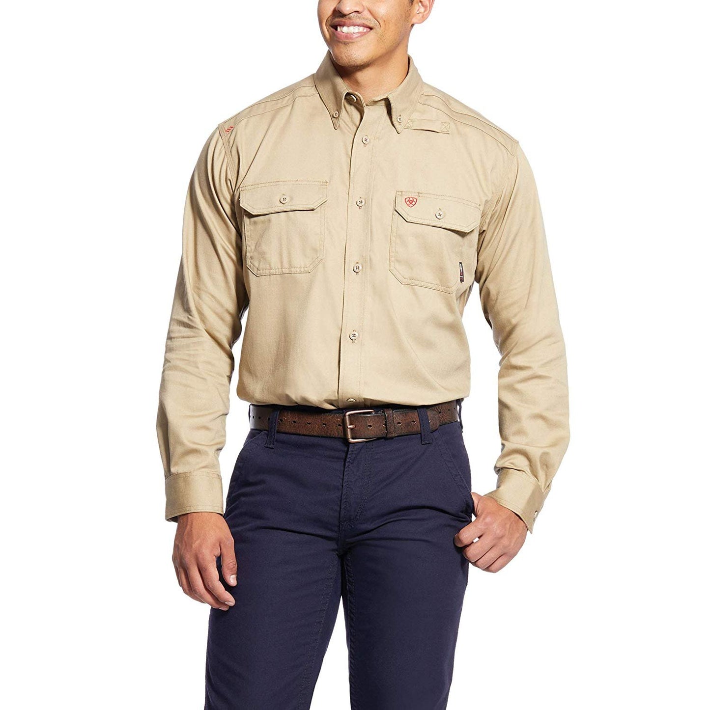 Ariat Men's FR Solid Work Shirt in Khaki